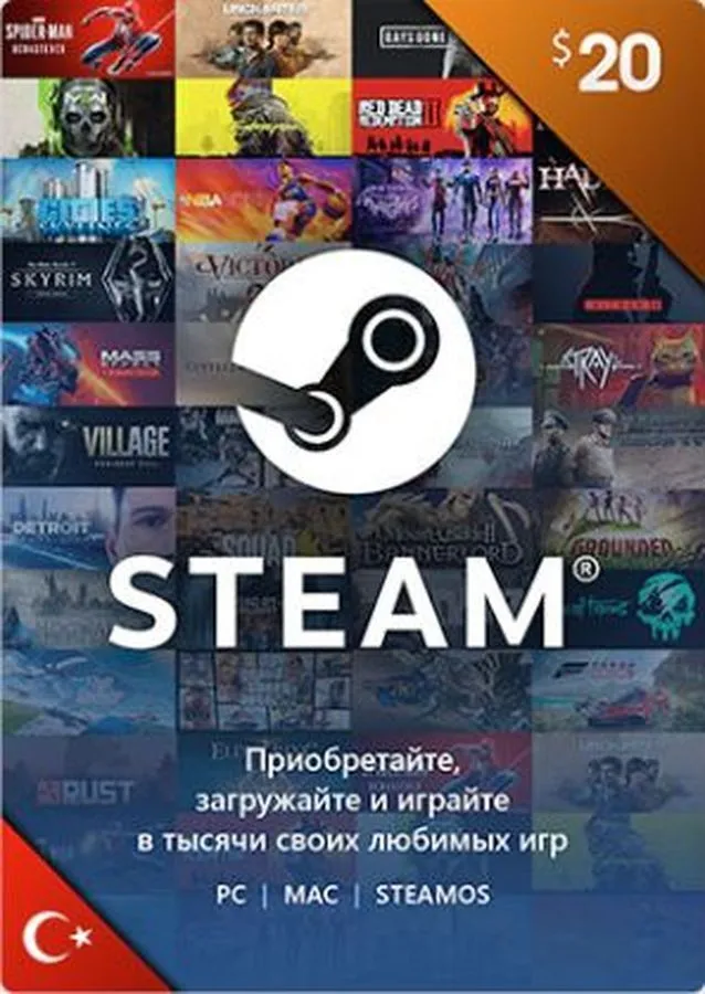 Купить Карта оплаты Steam 20 USD Turkey