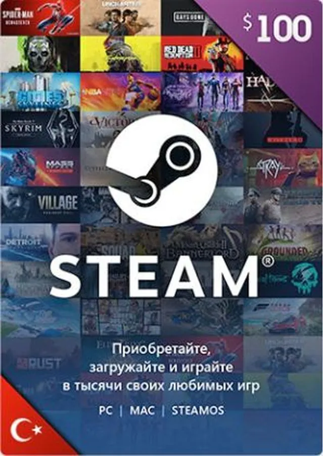 Купить Карта оплаты Steam 100 USD Turkey